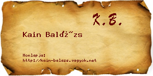 Kain Balázs névjegykártya